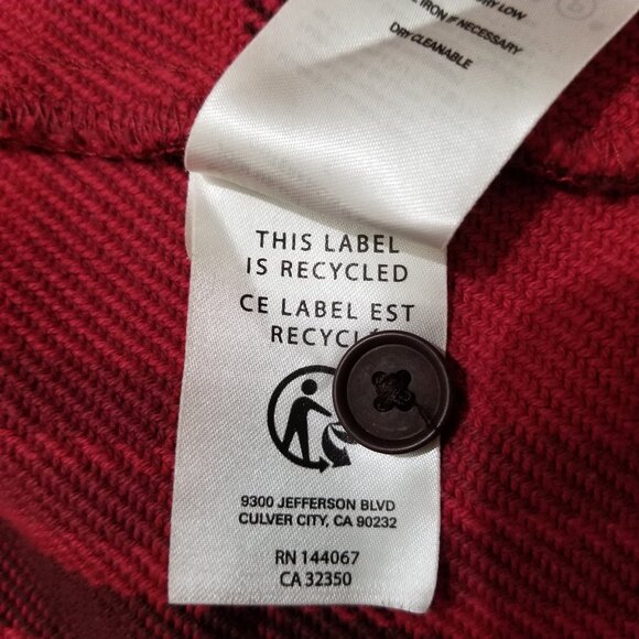 Outerknown Long Blanket Shirt, flannel/plaid, size S/P, Red - Picture 7 of 9